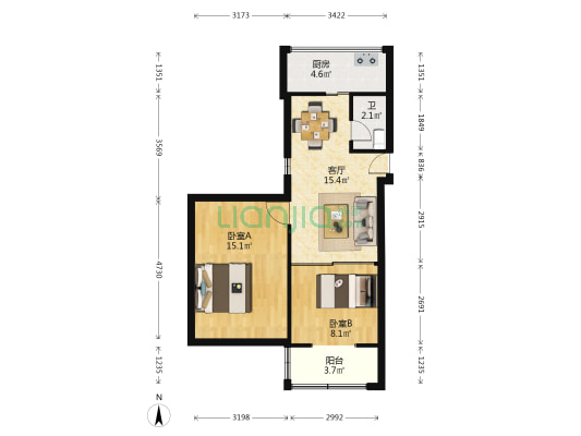 康乐园 2室1厅1卫 58平方