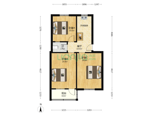 抄纸巷3号 3室1厅1卫 72平方