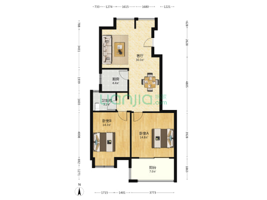 香城美地东区 2室1厅1卫 89平方