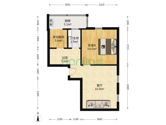 上马街小区 2室1厅1卫 60平方