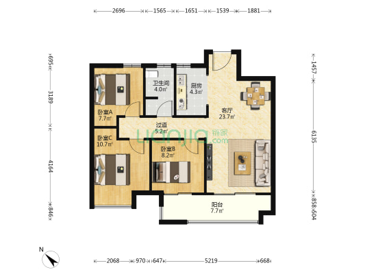 星洲澄碧湖双子楼 3室1厅1卫 105平方
