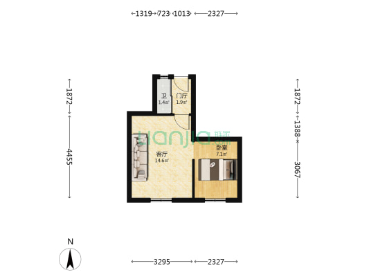 中华北大街甲25号院 1室1厅1卫 31平方