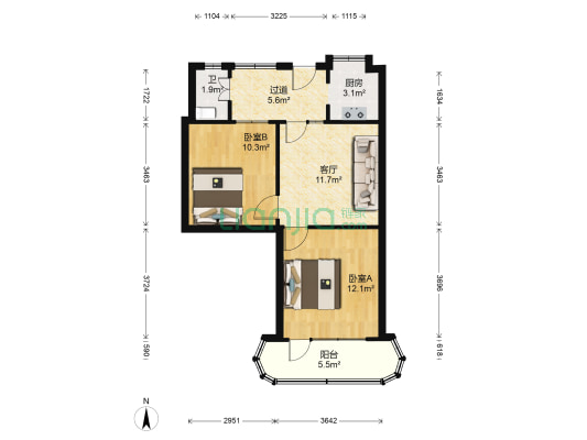 伏和巷 2室1厅1卫 56平方