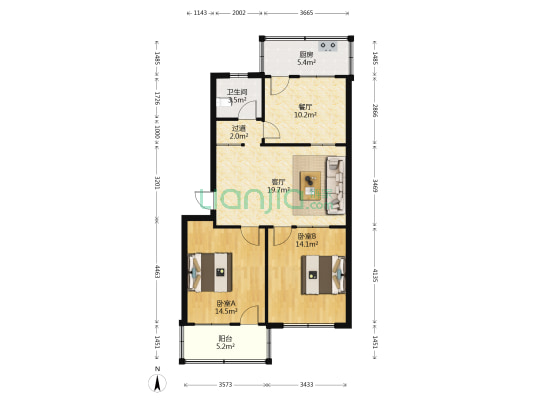 农村商业银行家属院（正阳路） 2室2厅1卫 86平方