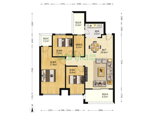 云山诗意 3室1厅0卫 100平方