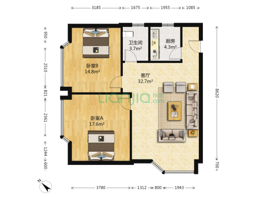 盛世年华 2室1厅1卫 91平方