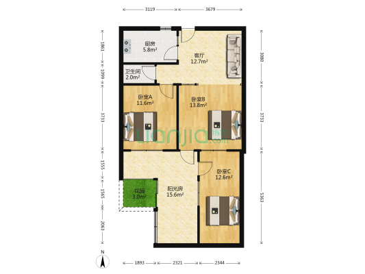 工业南路307 3室1厅1卫 54平方