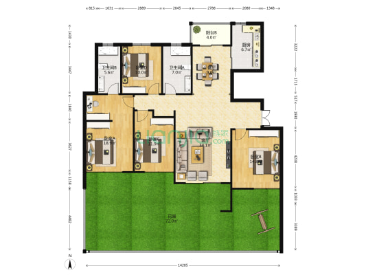 建业城东区 4室2厅2卫 155平方