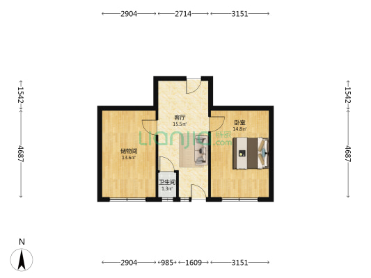 防疫站宿舍 1室1厅1卫 64平方