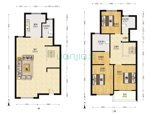 英伦尚郡 3室1厅3卫 181平方