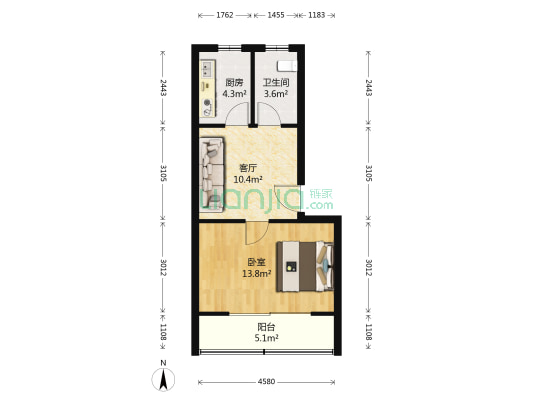葑谊新村北区 1室1厅1卫 48平方