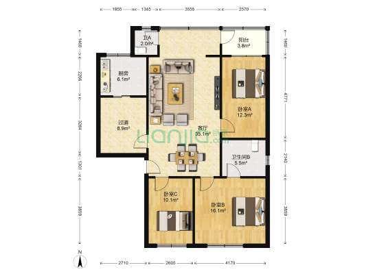 八鸽岩路119号 3室1厅2卫 110平方