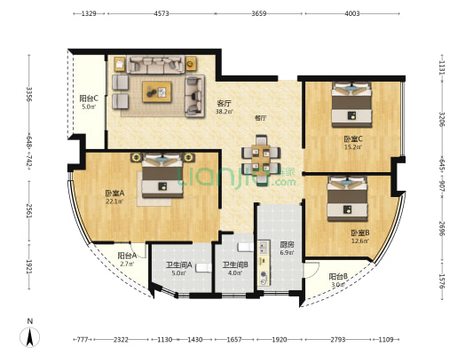 永善街 3室1厅2卫 132平方