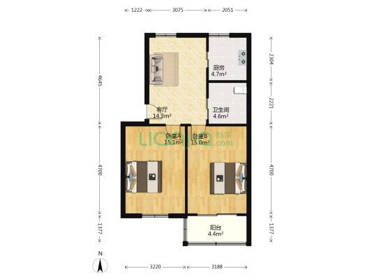 抄纸巷3号 2室1厅1卫 70平方
