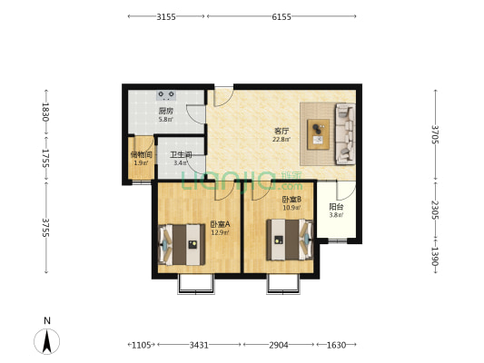 般龙街67号 2室1厅1卫 78平方