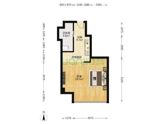 凯德汇豪云邸 1室0厅1卫 63平方