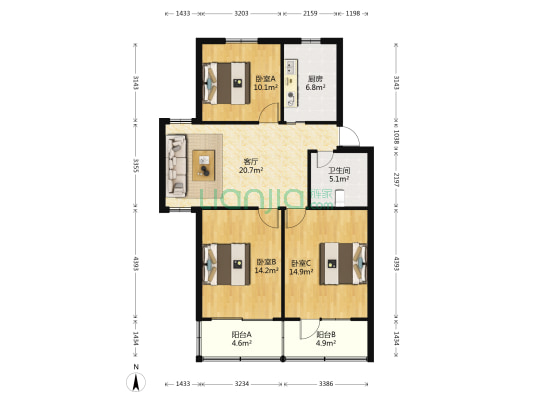 永凤花园 3室1厅1卫 97平方