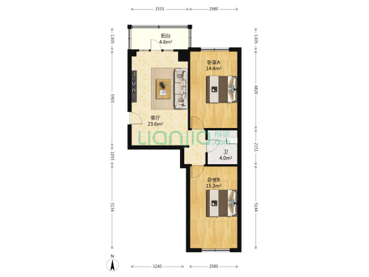 文体西路小区 2室1厅1卫 76平方
