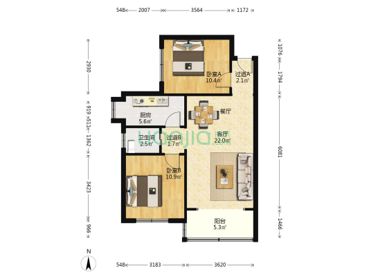 富丽雅花园D区 2室1厅1卫 70平方