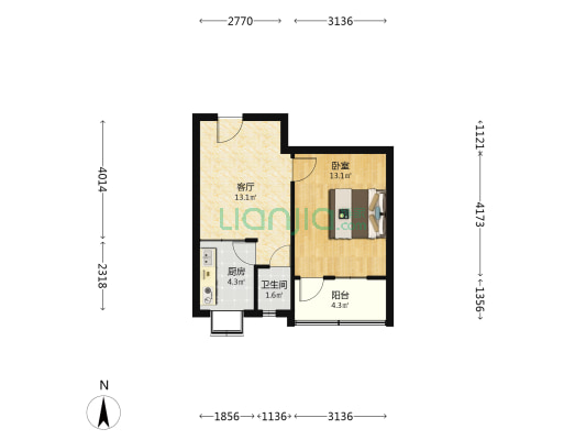五交化宿舍 1室1厅1卫 42平方
