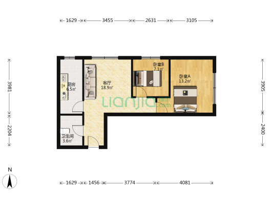 电梯两居室，适合刚需，观德信公园美景-户型图