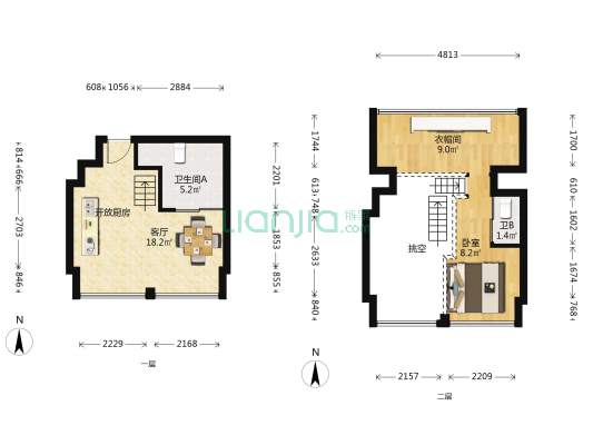 鲁能钓鱼台美高梅公馆 1室1厅2卫 46平方