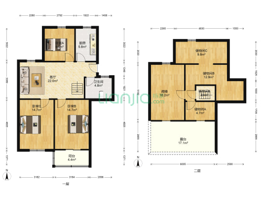 泰伯花苑一区 3室1厅1卫 91平方
