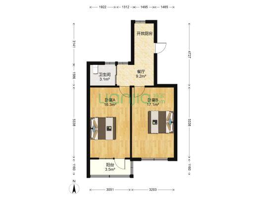 天平路38号 2室1厅1卫 62平方