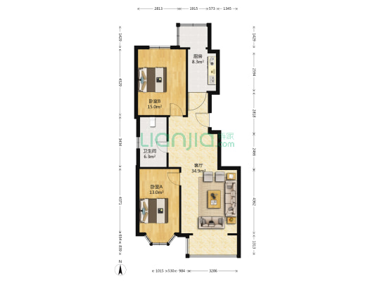 华馨园 2室1厅1卫 106平方