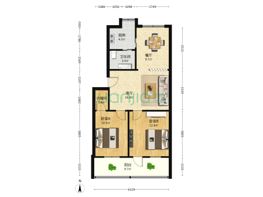 省电力设备总厂院内 2室2厅1卫 79平方
