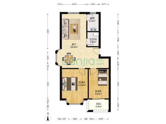 金都华庭四期 2室1厅1卫 98平方