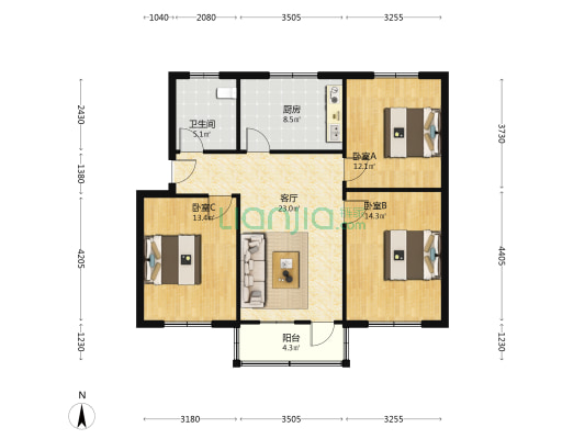 农机公司家属院 3室1厅1卫 98平方
