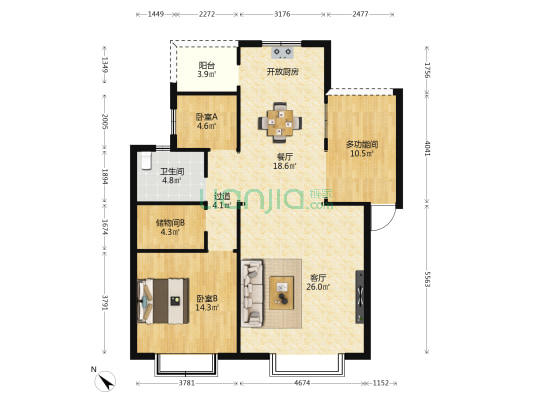 紫骏苑小区 3室2厅1卫 180平方