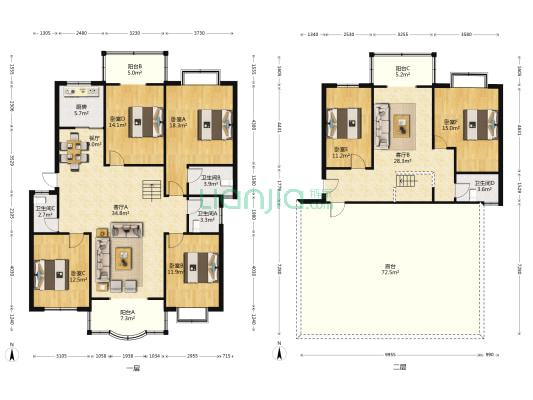 园中园 6室3厅4卫 142平方