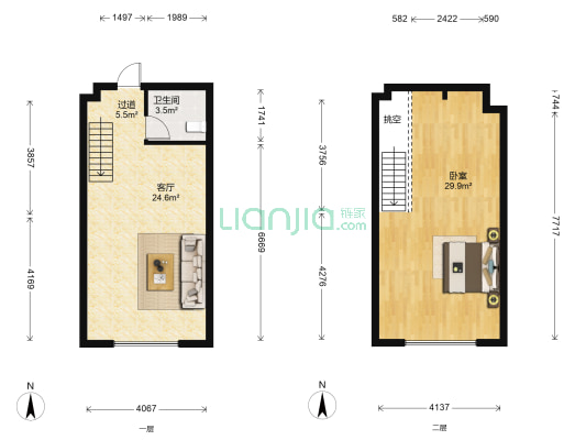 北禾大厦 1室1厅1卫 50平方