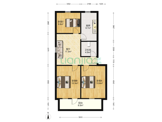 长虹路23号 3室1厅1卫 96平方