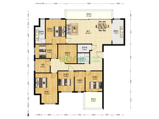 卓越浅水湾一期 6室1厅2卫 230平方