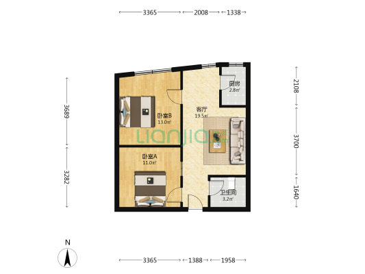 双华精装年 2室1厅1卫 69平方