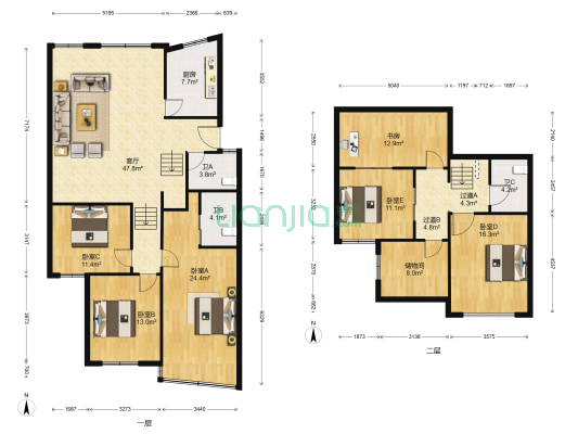 百妙公寓二期 6室1厅3卫 187平方