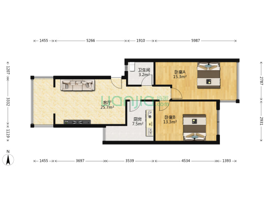 上东花园4组团 2室1厅1卫 72平方