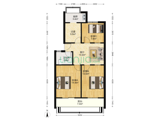 磷肥厂家属楼 3室1厅1卫 86平方