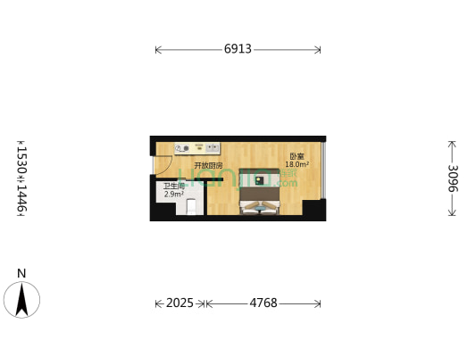 华联城市商务中心 1室0厅1卫 29平方