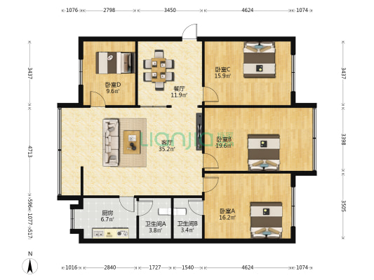 信江西路30号 4室2厅2卫 149平方