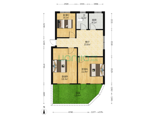 三孔桥 3室1厅1卫 86平方