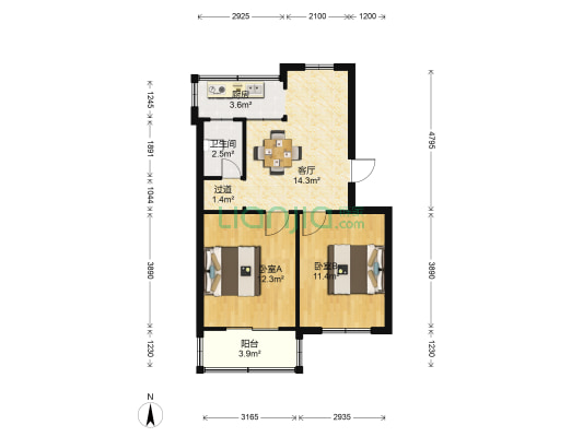 清纤小区 2室1厅1卫 64平方