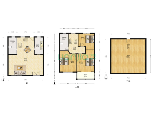 古中小区 3室1厅2卫 227平方