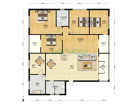 泰和巷104号 5室2厅2卫 210平方