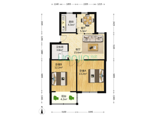 水仙坊 2室2厅1卫 73平方