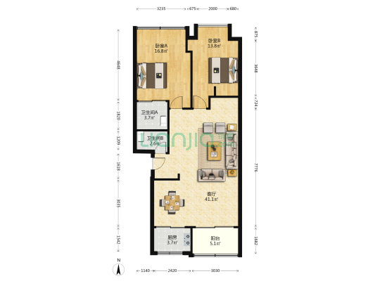 李祠街/李祠街2号/十八家路 2室1厅2卫 104平方