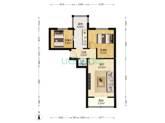 市委家属院（通渭路） 2室1厅1卫 44平方